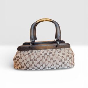Gucci Beige and Brown Monogram Satchel